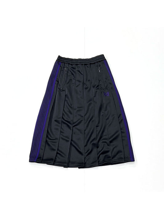 PLEATED TRACK SKIRT - POLY SMOOTH BLACK