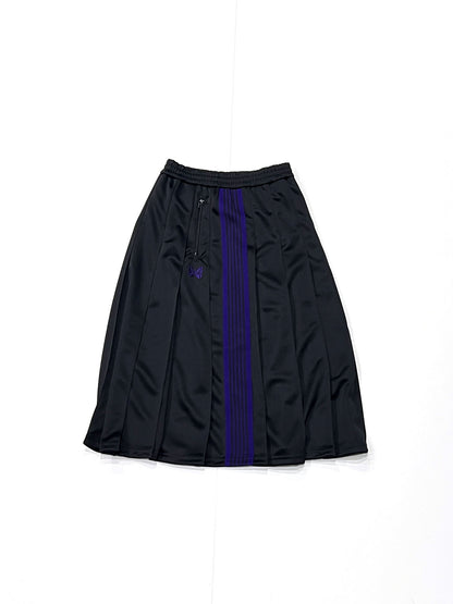 PLEATED TRACK SKIRT - POLY SMOOTH BLACK