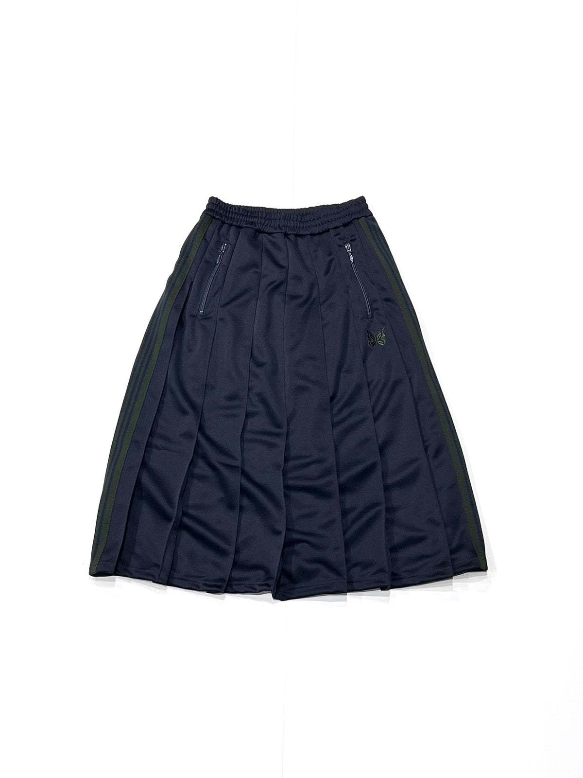 PLEATED TRACK SKIRT - POLY SMOOTH NAVY