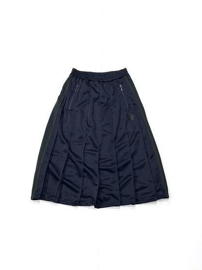 PLEATED TRACK SKIRT - POLY SMOOTH NAVY