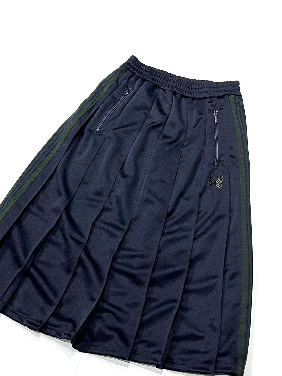 PLEATED TRACK SKIRT - POLY SMOOTH NAVY