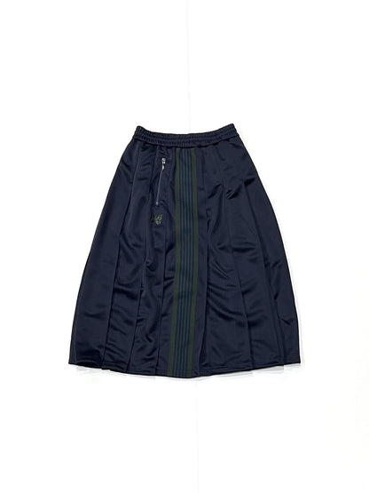 PLEATED TRACK SKIRT - POLY SMOOTH NAVY