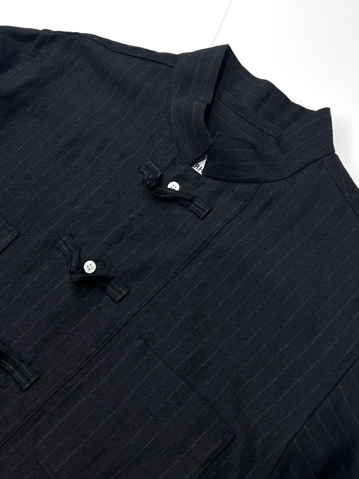 Pin-stripe Double Button Shirt Black