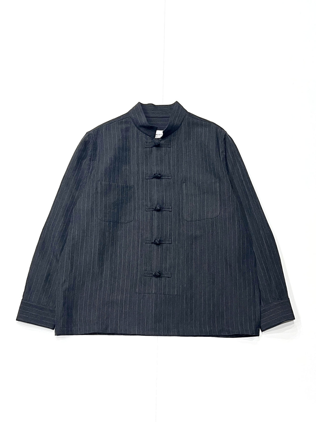 Pin-stripe Double Button Shirt Gray