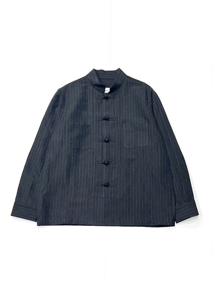 Pin-stripe Double Button Shirt Gray
