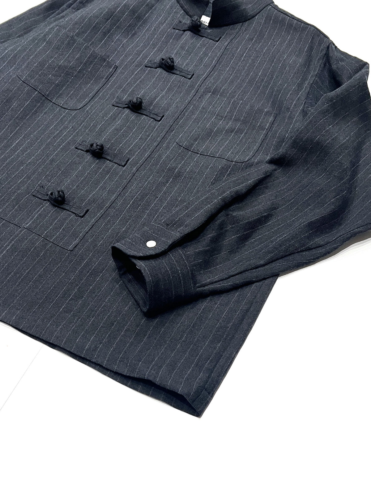 Pin-stripe Double Button Shirt Gray