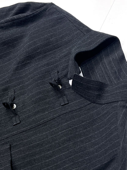 Pin-stripe Double Button Shirt Gray