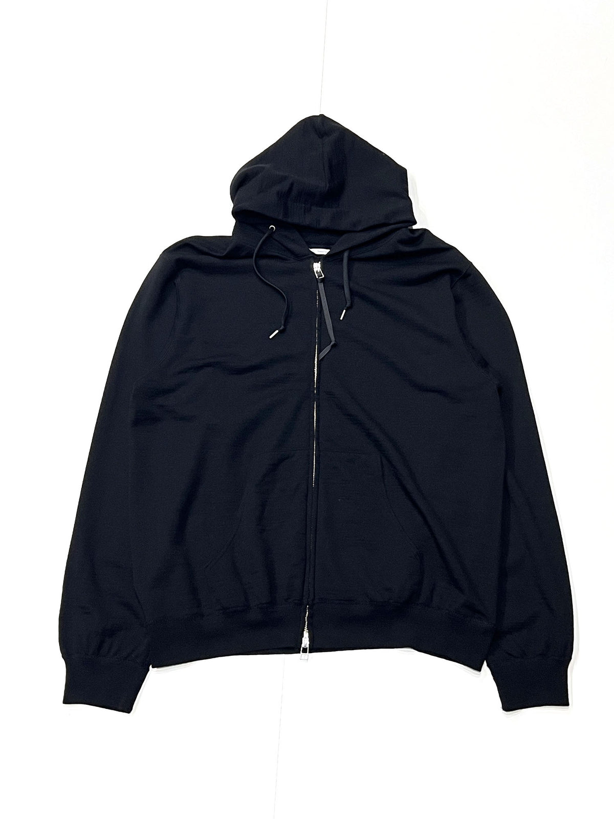 Super 140’s Melino Wool Zip Up Hoodie Black
