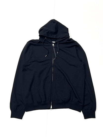 Super 140’s Melino Wool Zip Up Hoodie Black