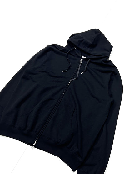 Super 140’s Melino Wool Zip Up Hoodie Black