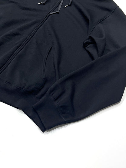 Super 140’s Melino Wool Zip Up Hoodie Black