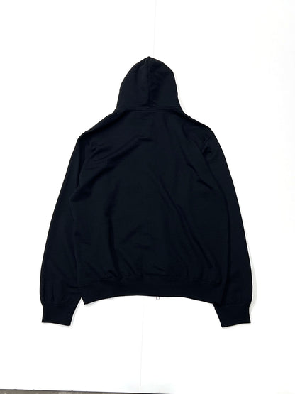Super 140’s Melino Wool Zip Up Hoodie Black