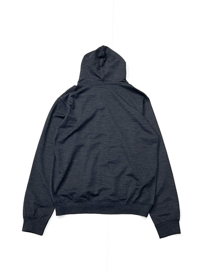 Super 140’s Melino Wool Zip Up Hoodie Charcoal