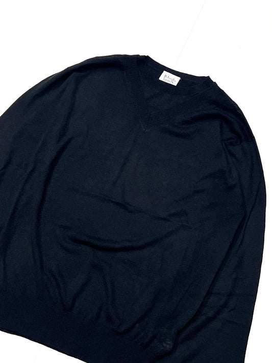 FAUX LAYERED SWEATER - FINE GAUGE KNIT BLACK