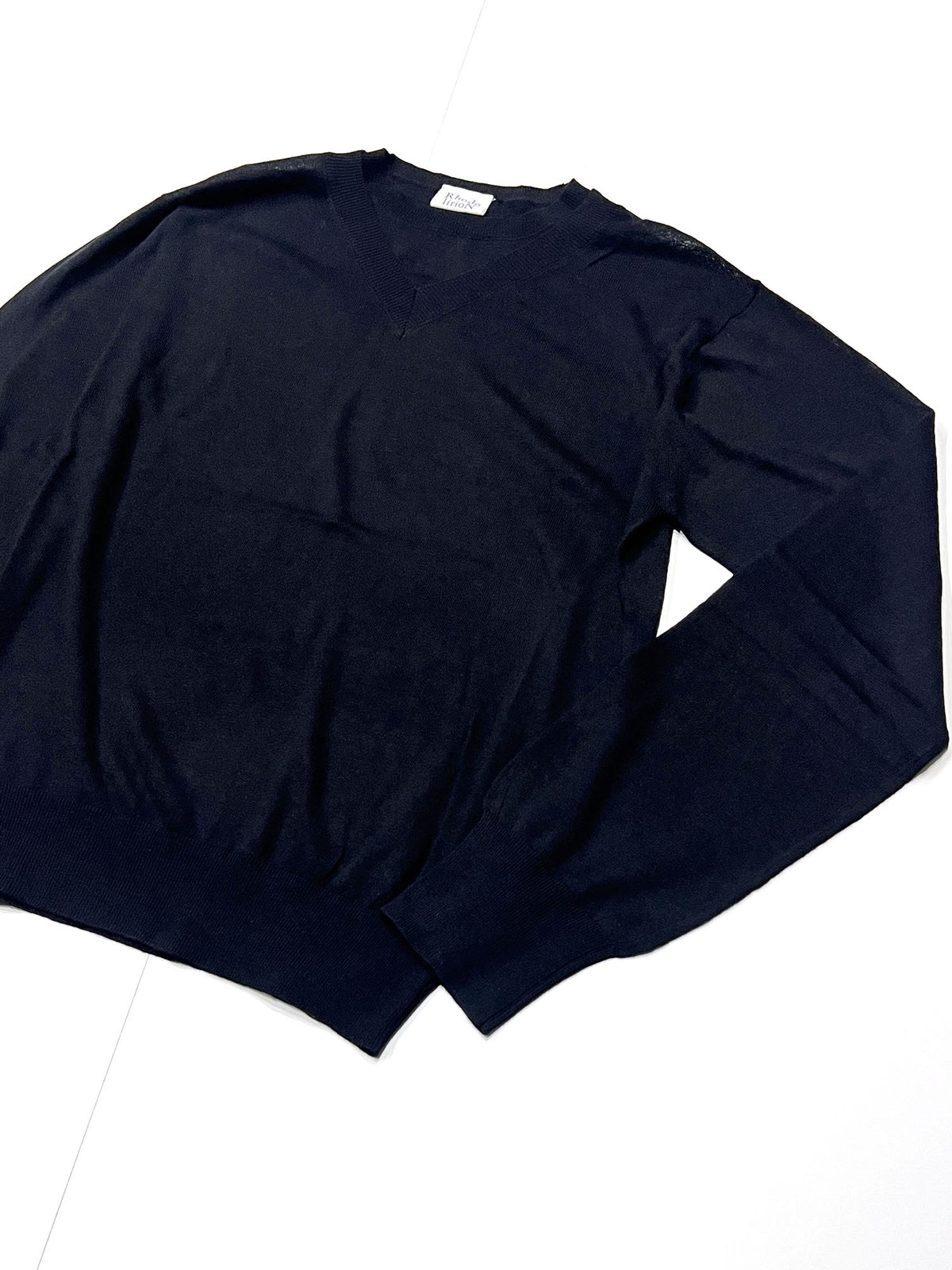 FAUX LAYERED SWEATER - FINE GAUGE KNIT BLACK