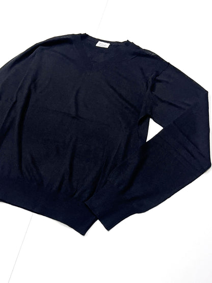 FAUX LAYERED SWEATER - FINE GAUGE KNIT BLACK