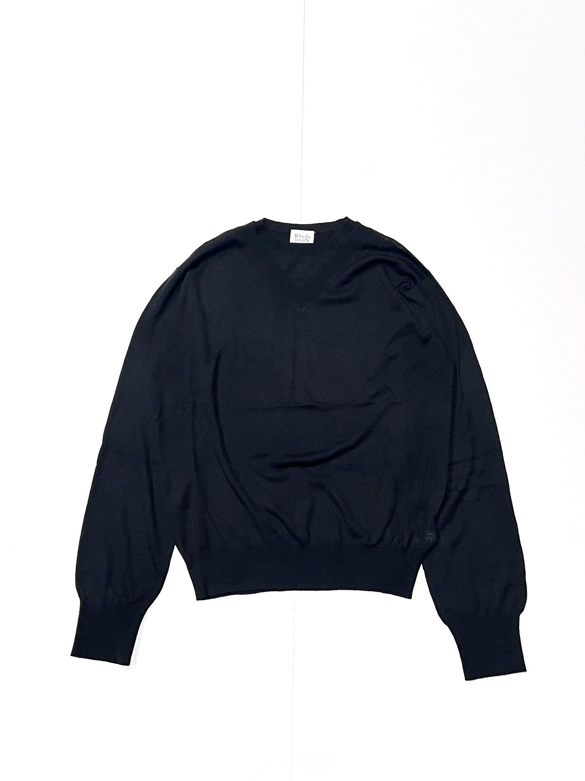 FAUX LAYERED SWEATER - FINE GAUGE KNIT BLACK