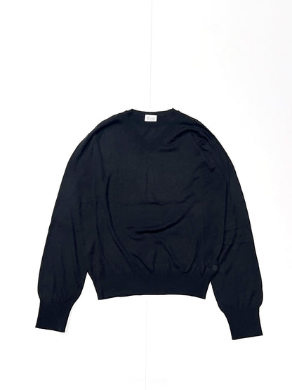 FAUX LAYERED SWEATER - FINE GAUGE KNIT BLACK