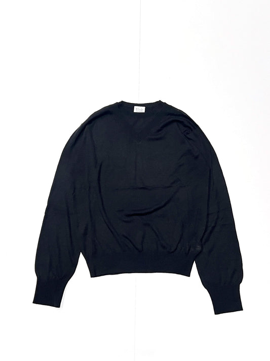 FAUX LAYERED SWEATER - FINE GAUGE KNIT BLACK