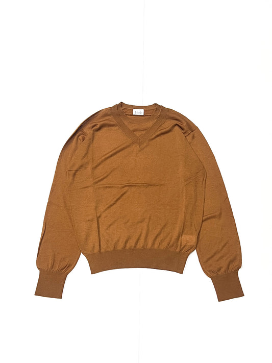 FAUX LAYERED SWEATER - FINE GAUGE KNIT BRICK