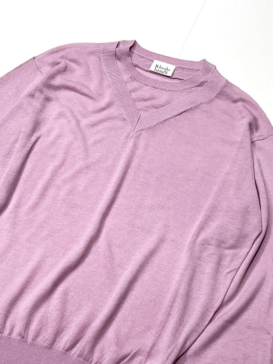 FAUX LAYERED SWEATER - FINE GAUGE KNIT PINK