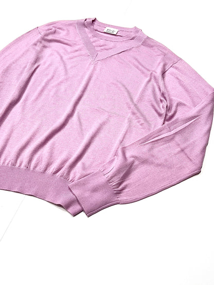 FAUX LAYERED SWEATER - FINE GAUGE KNIT PINK